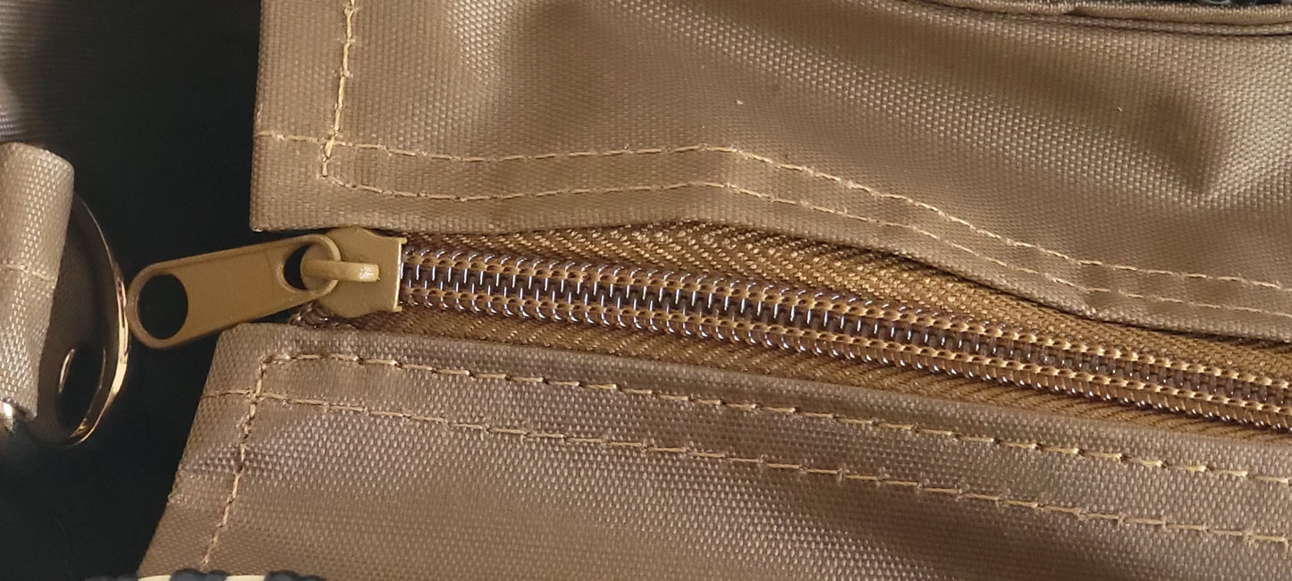 Lola Medium Bag - Brown & Gold Zipper Closure